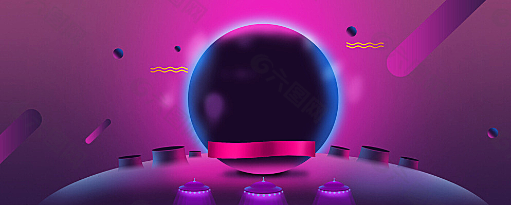 紫蓝星球淘宝海报背景图片