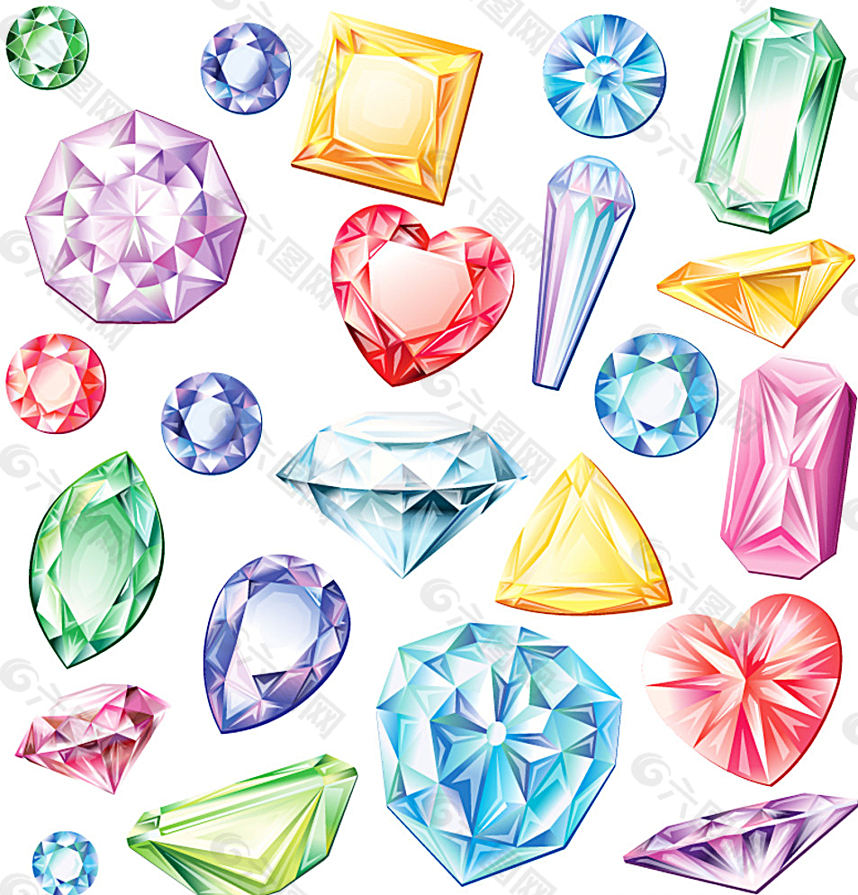 彩色钻石设计矢量素材图片