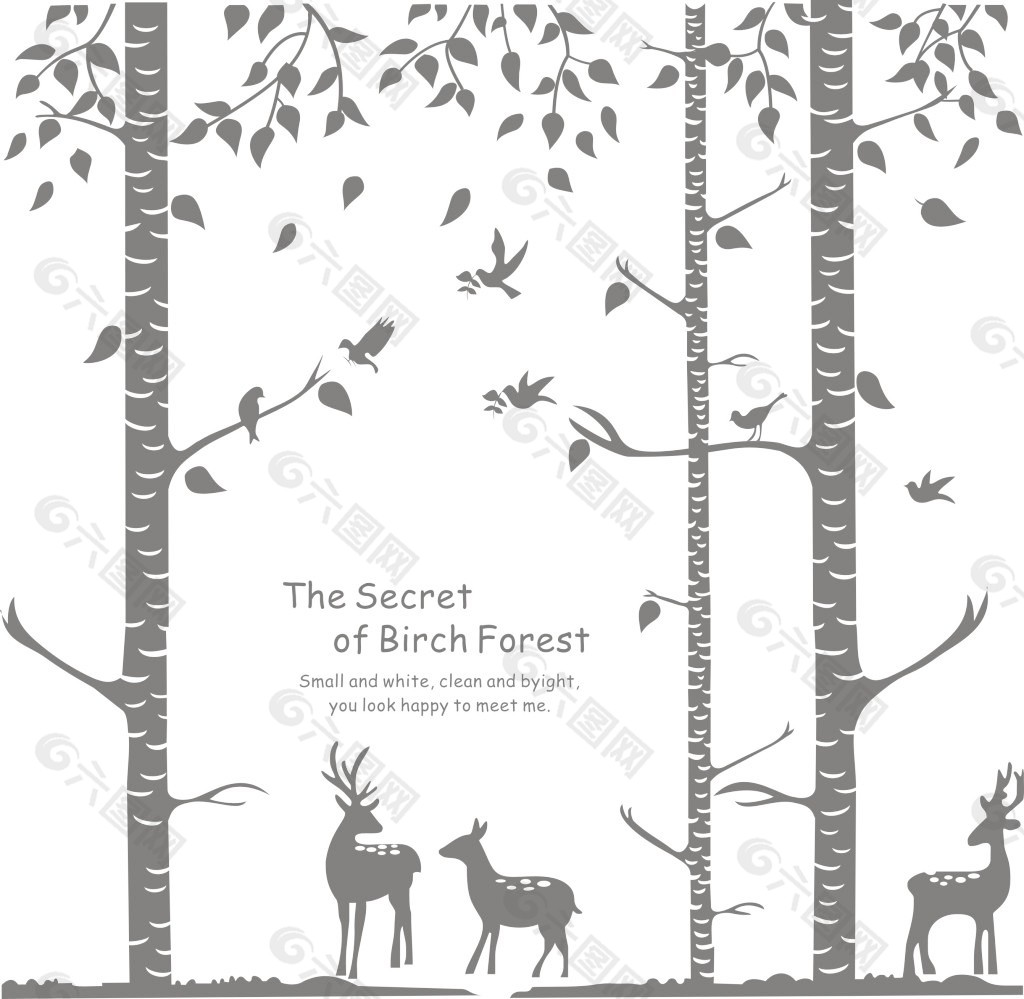 森林小鹿墙贴设计大型