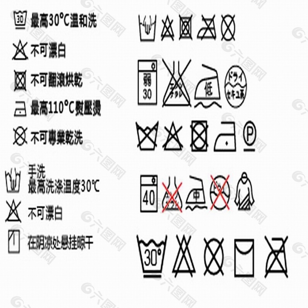 日本洗涤标志图片