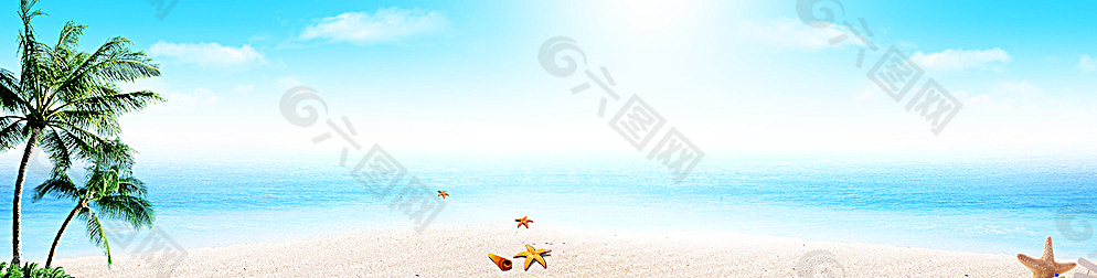 夏日蓝天海滩背景图片