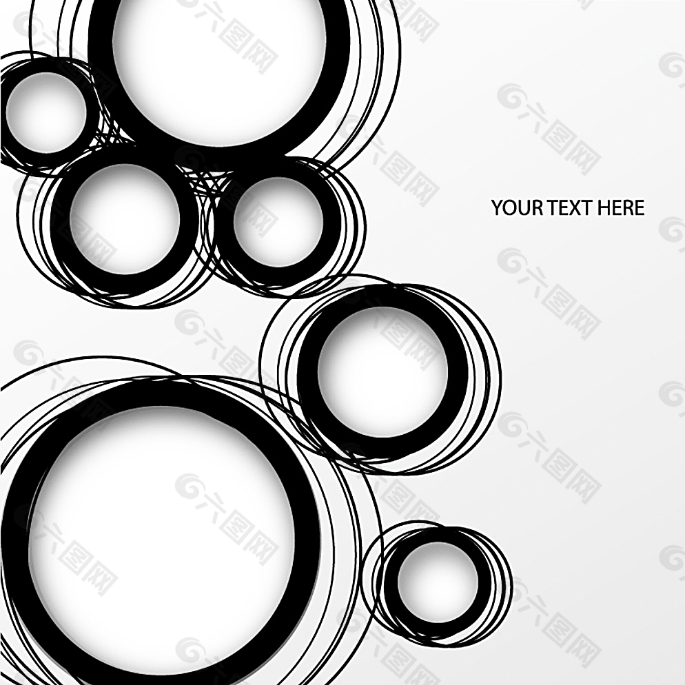 黑色线条圆环背景矢量素材图片