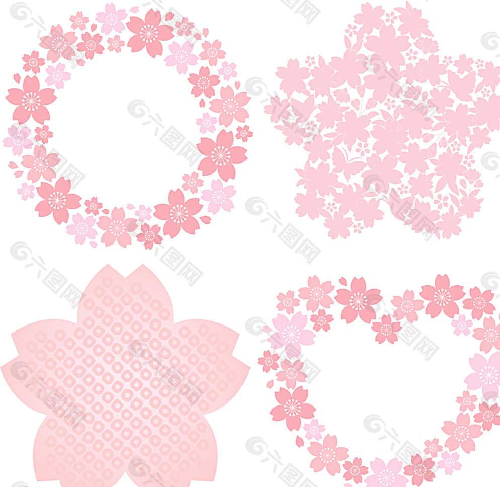 粉色花卉装饰矢量素材图片