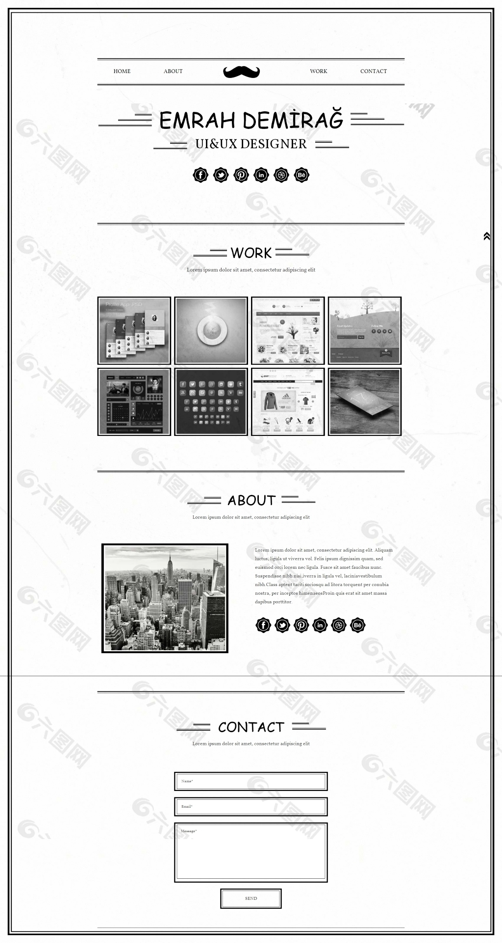 个性黑白边框简洁设计师网站