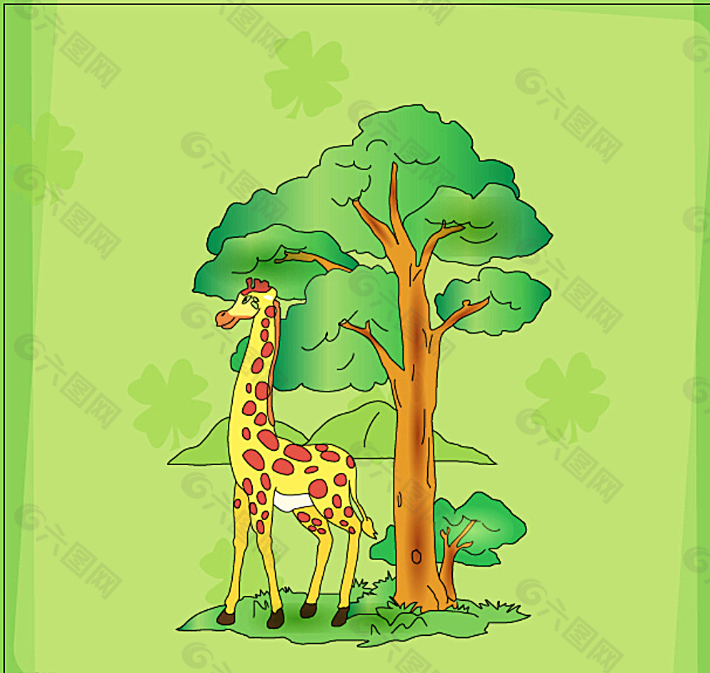大树下的长颈鹿图片