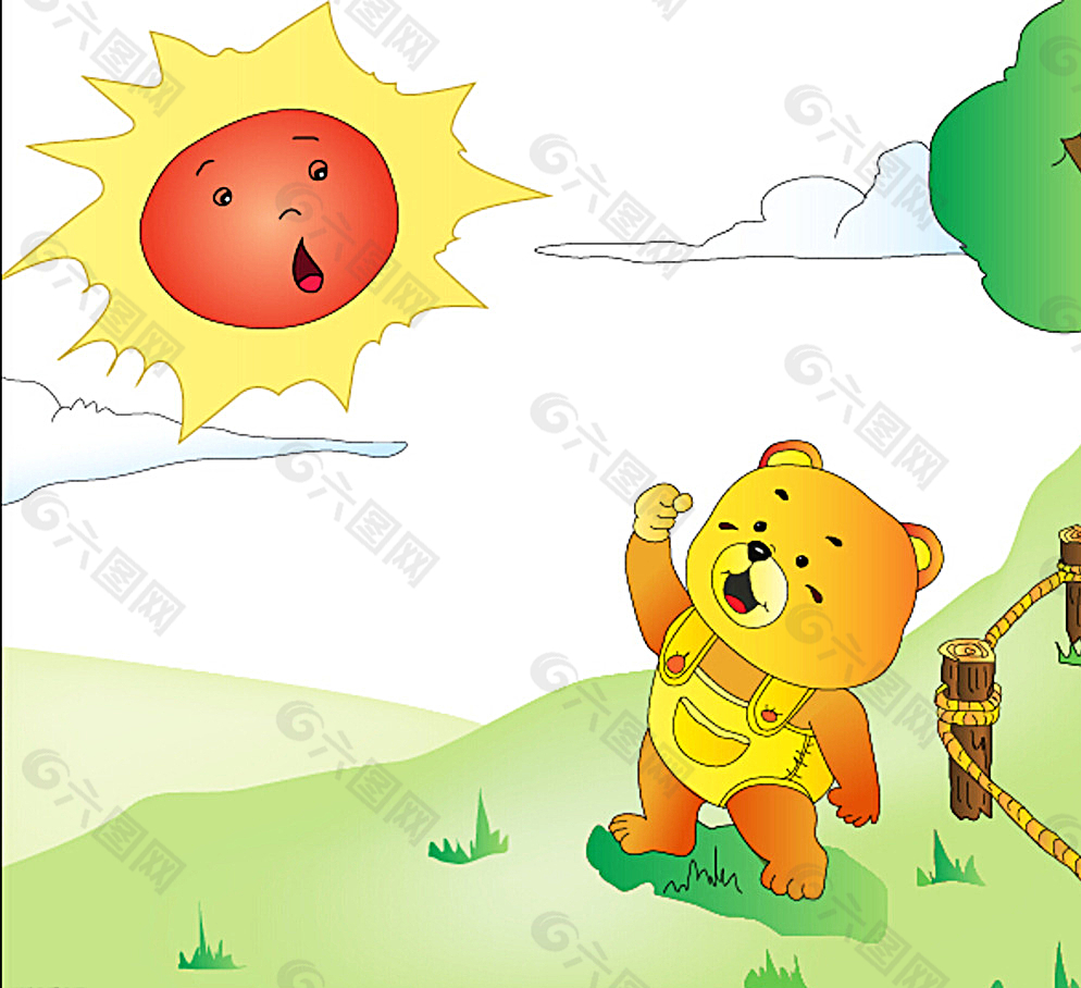 小熊晒太阳图片