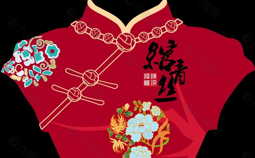 旗袍 红色 中国红 古典
