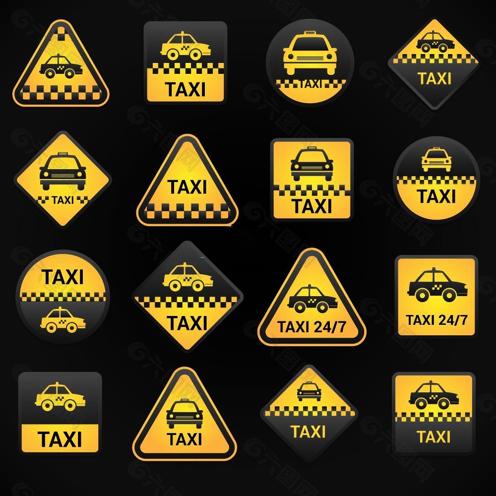16款出租车标志设计矢量素材