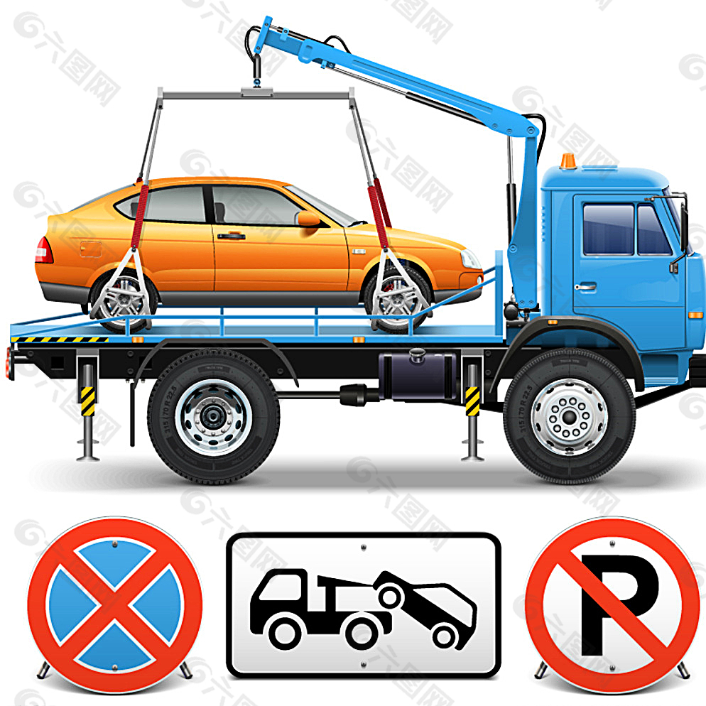 拖车和交通 标志图片