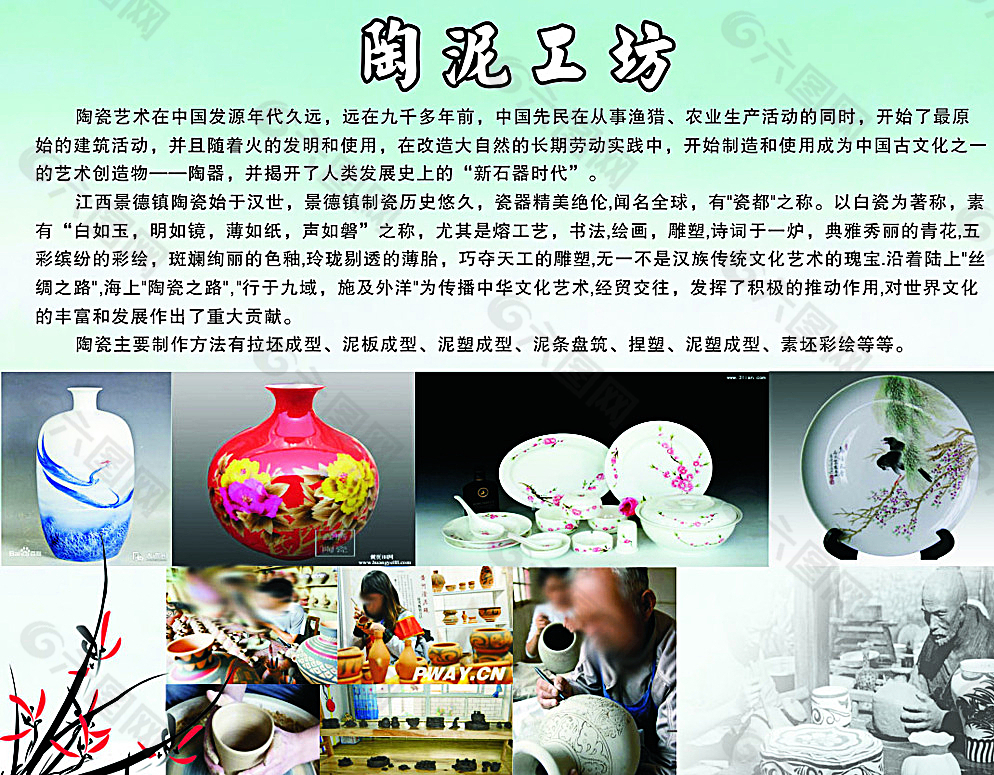 陶泥陶瓷宣传展板图片