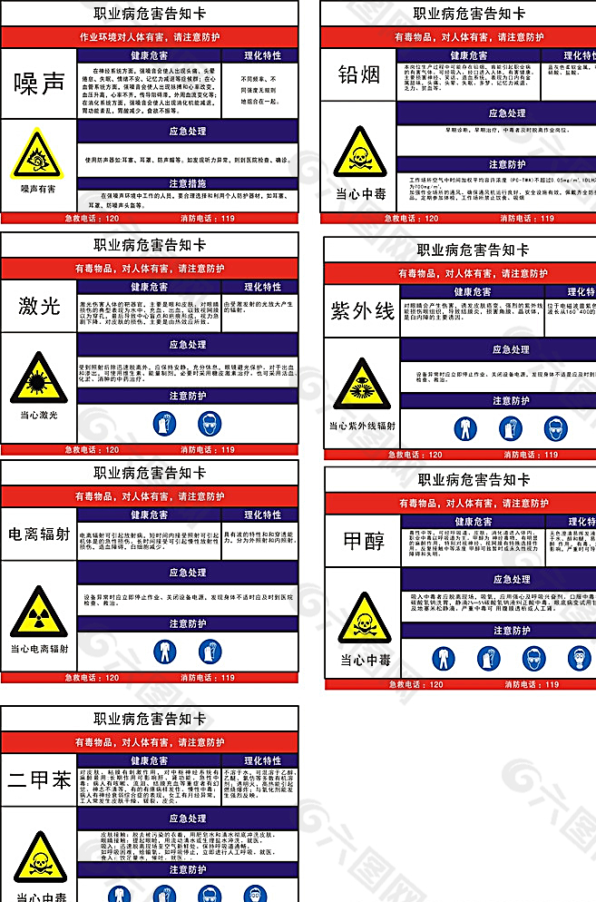 职业病告知卡 辐射 激光图片