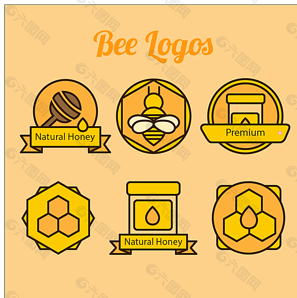 蜜蜂和蜂蜜标识图片