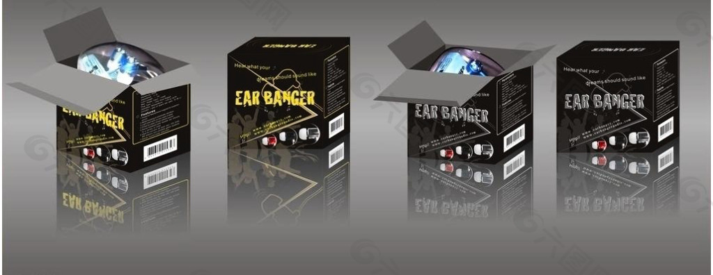 耳机包装图片模板下载 告设计 矢量 cdr 耳机包装矢量素材 耳机包装模板下载 耳机彩盒 耳机彩盒包装