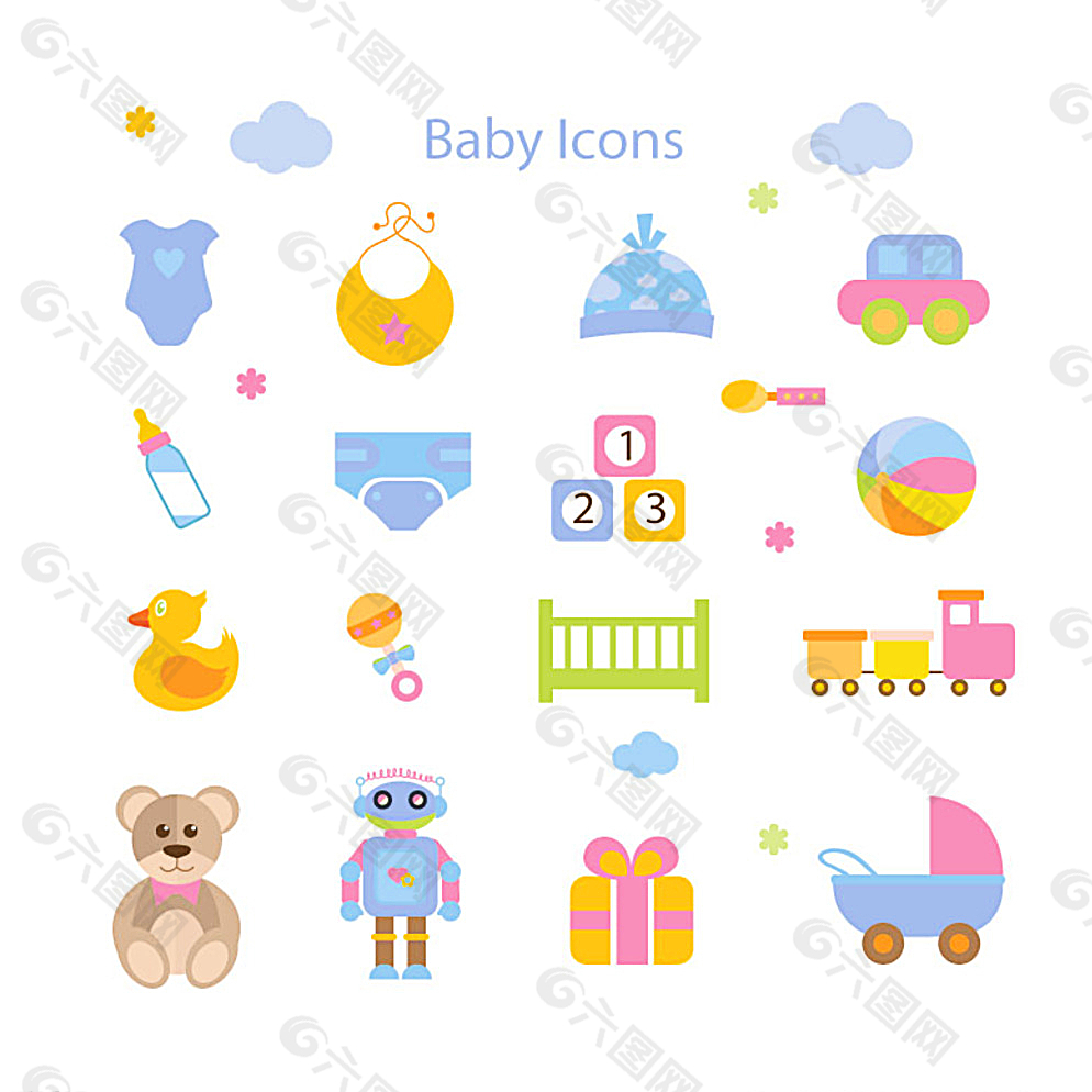 婴儿玩具图标矢量素材图片