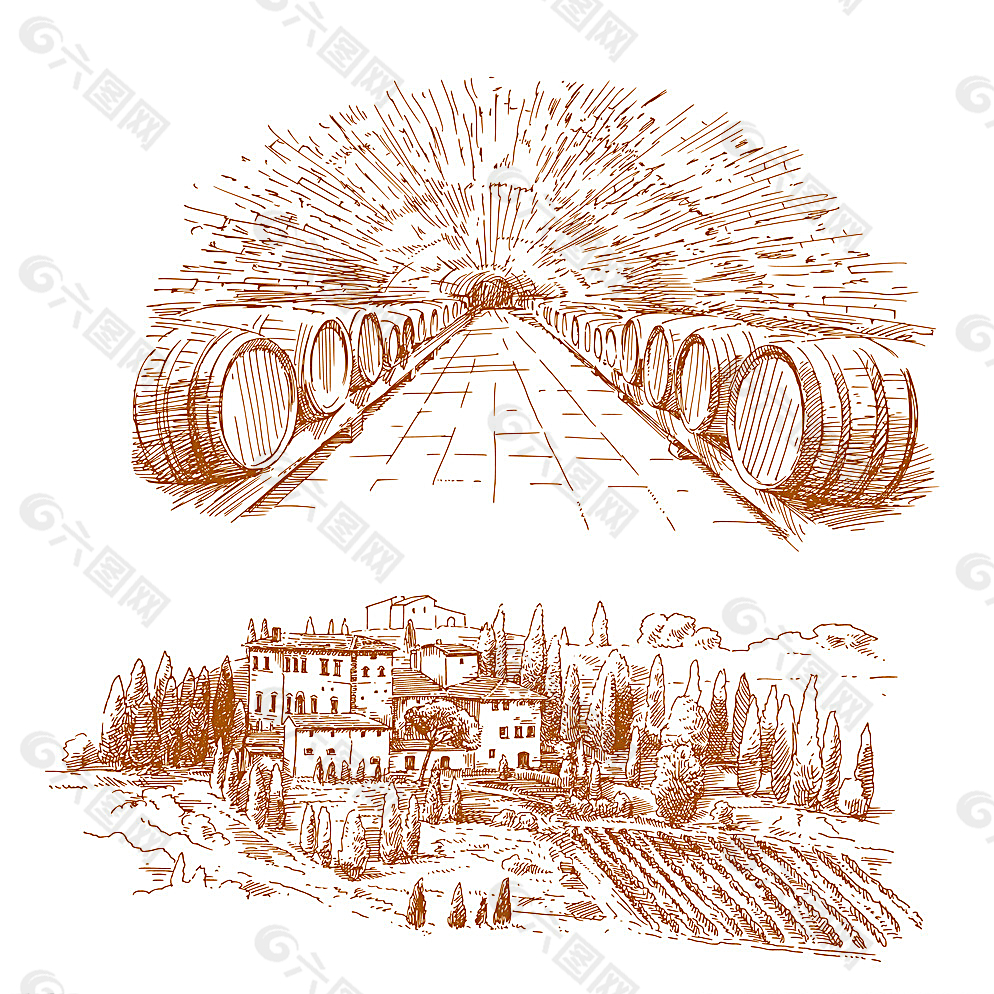 葡萄酒桶红酒庄园图片
