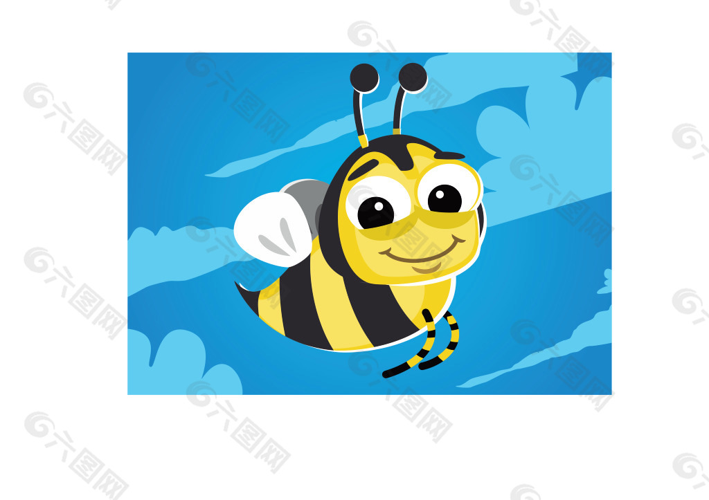 卡通飞行的蜜蜂