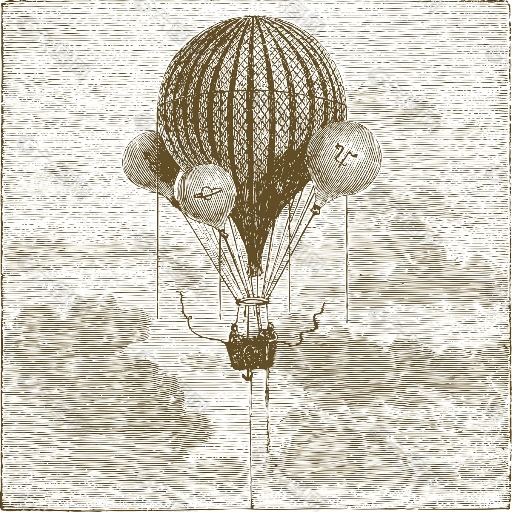 热气球线条 热气球矢量 热气球素描
