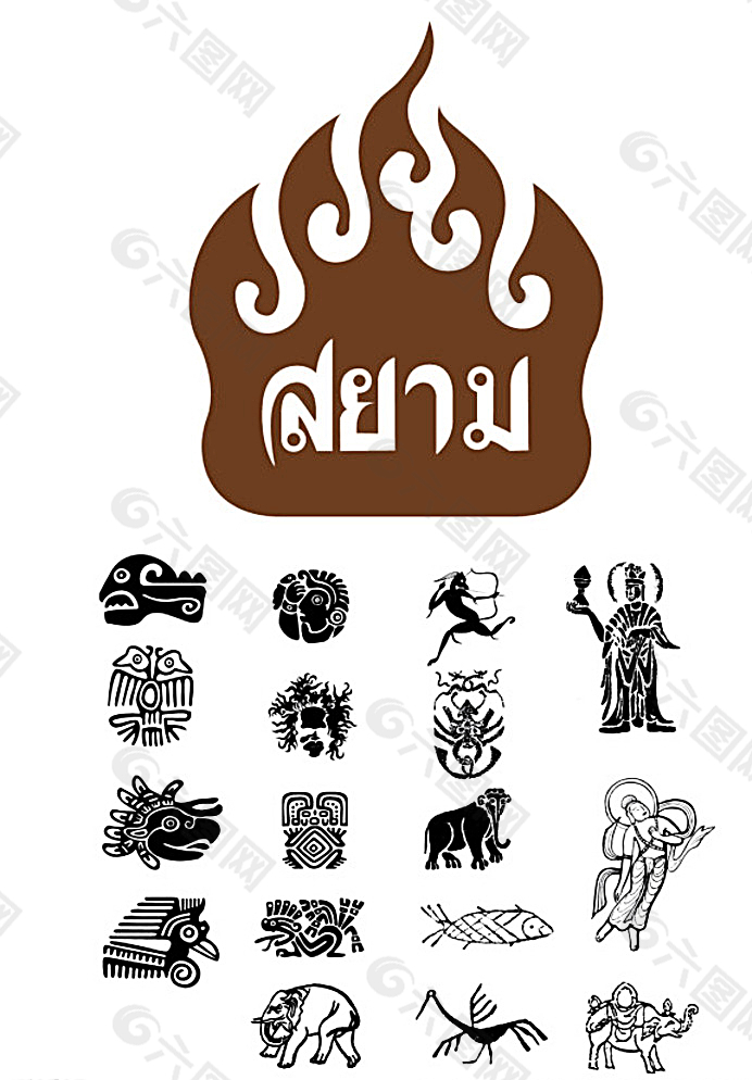 泰国佛教元素矢量素材图片