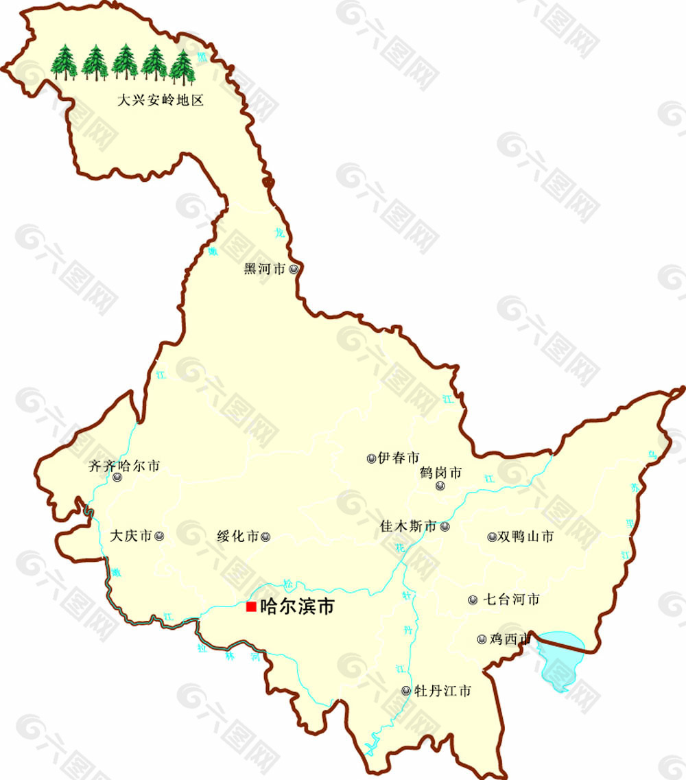 黑龙江省区县地图图片