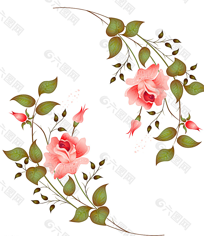 玫瑰花水彩矢量素材图片设计元素素材免费下载 图片编号 六图网