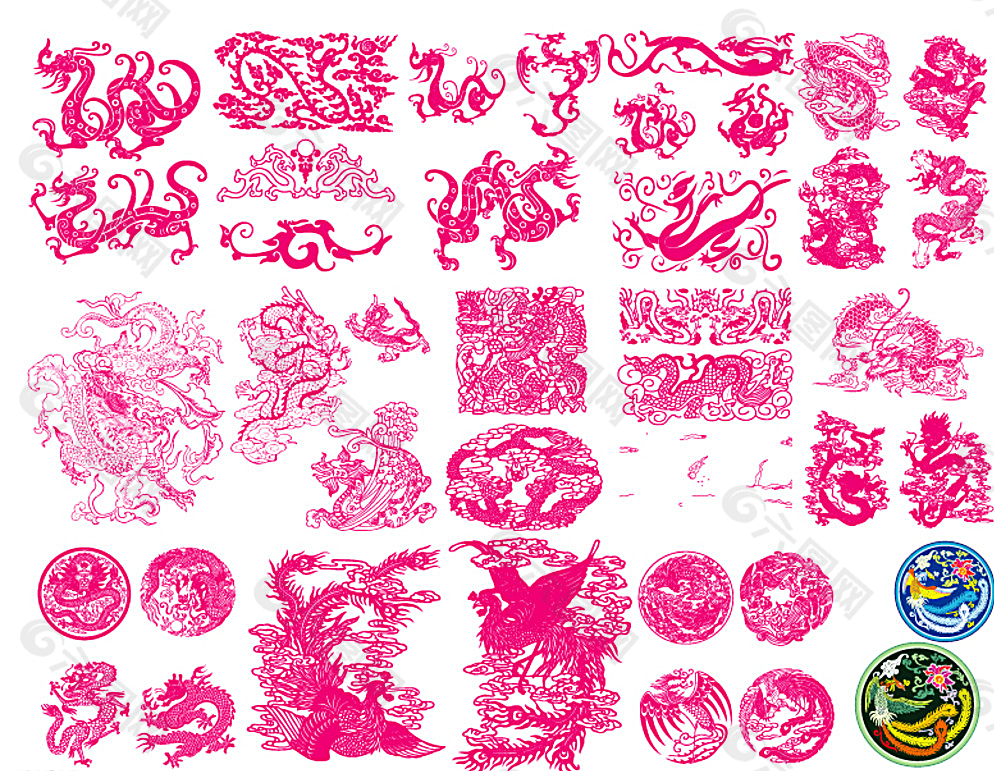 吉祥龙凤图案矢量素材图片