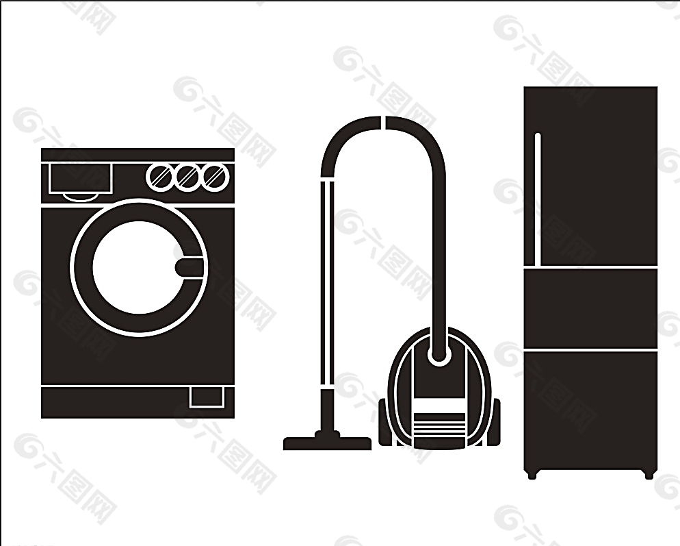 洗衣机吸尘器电冰箱矢量图标图片