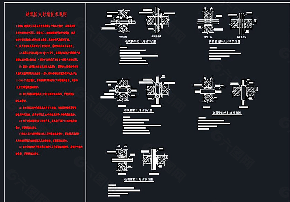 电气防火封堵节点图图片