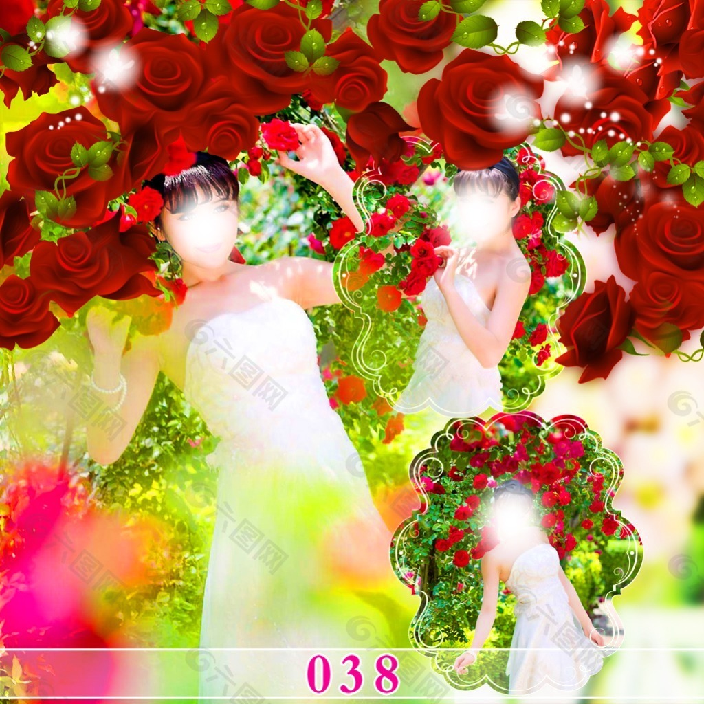 红色玫瑰花婚庆模板素材画面设计