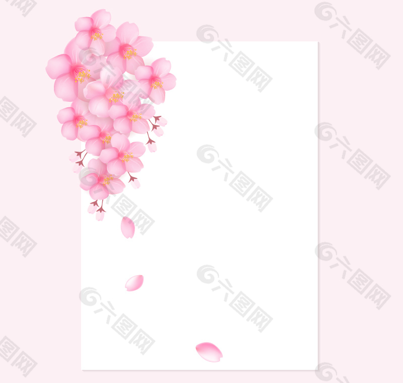 樱花装饰白色纸张矢量素材