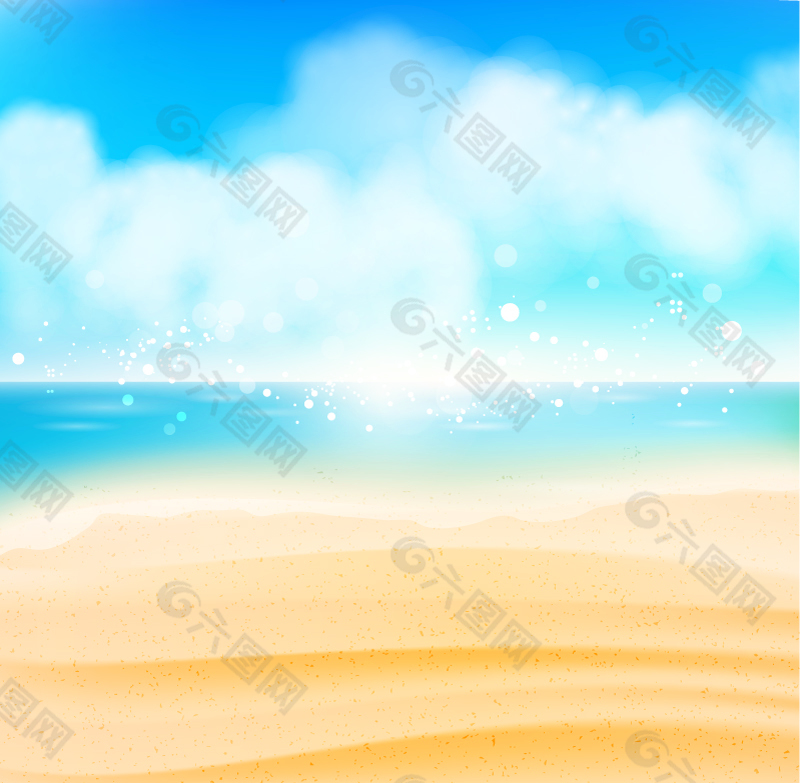 梦幻沙滩大海风景矢量素材