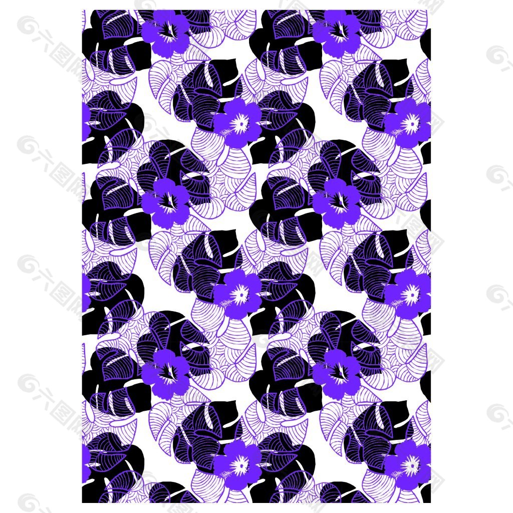 欧式紫色花纹