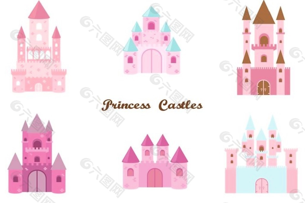 粉嫩卡通儿童公主色城堡