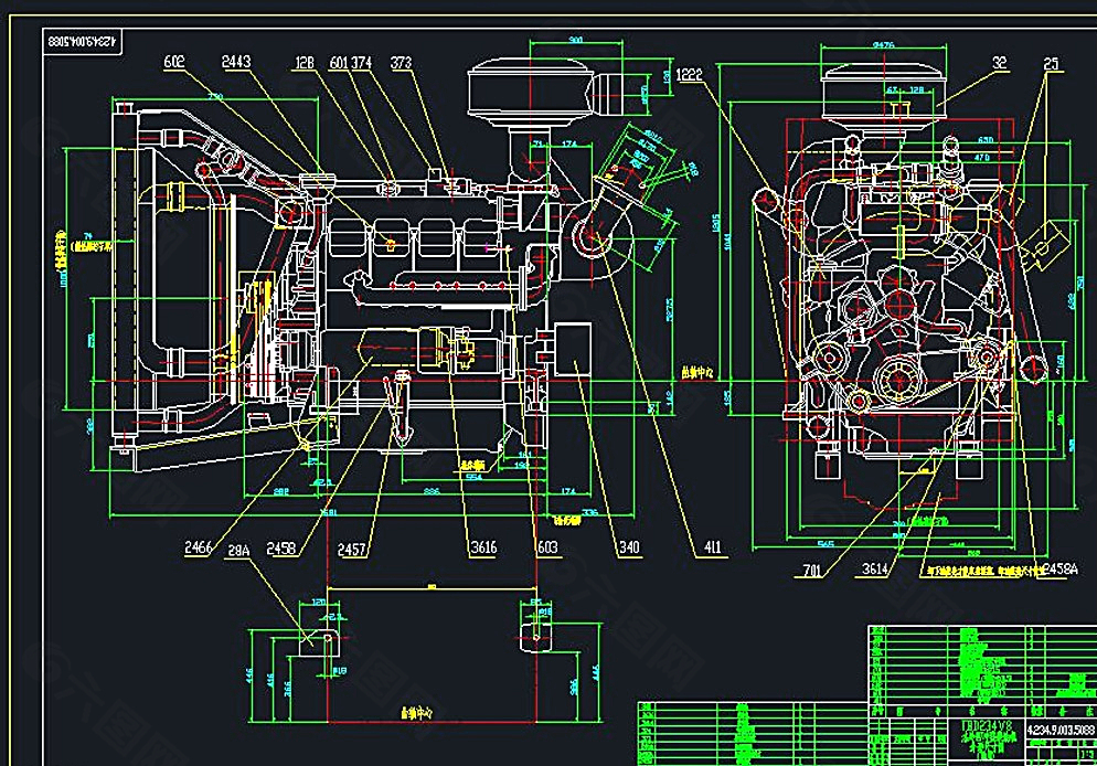 用柴油机CAD机械图纸图片
