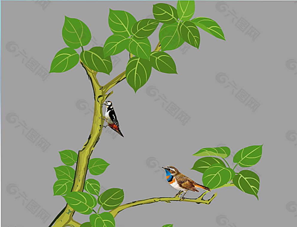 小鸟在树上栖息flash动画