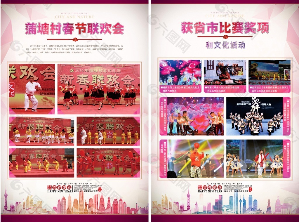 乡镇宣传展板之新春联欢会和获奖文化活动