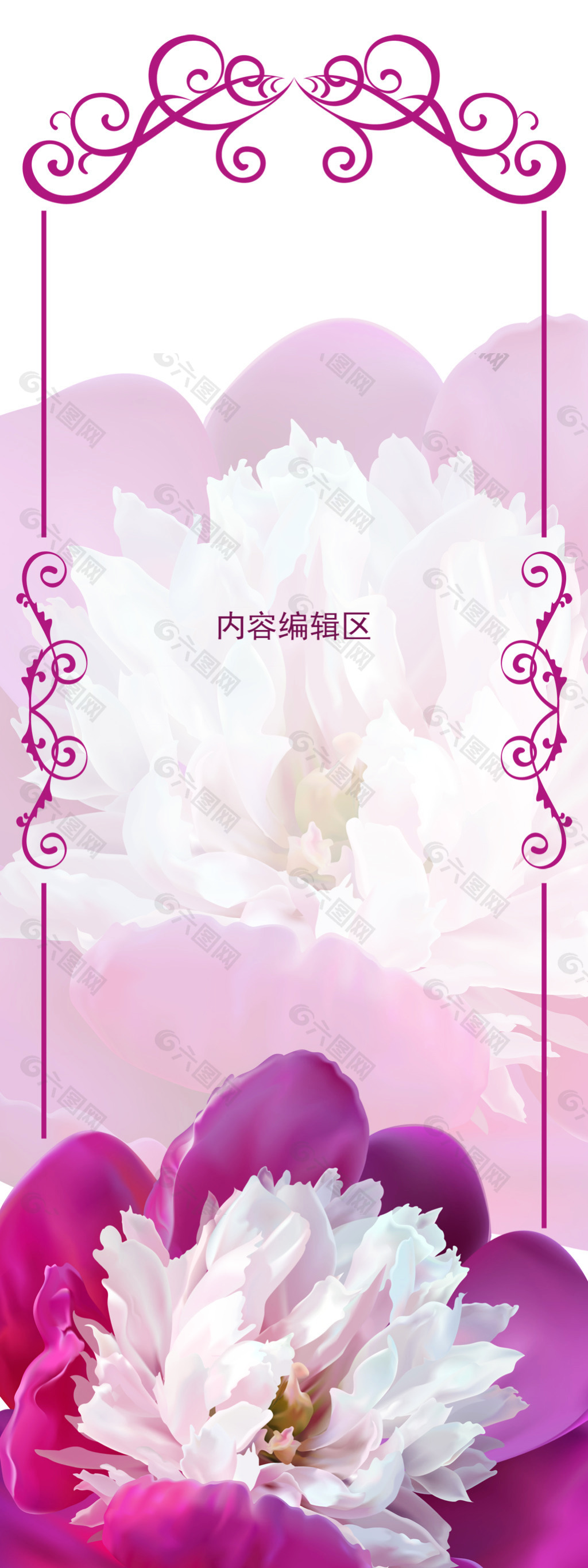 精美紫色牡丹展架海报设计画面素材
