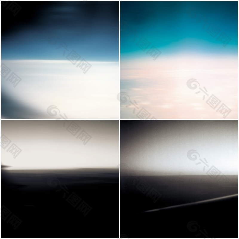 飞机上云层和地平线虚化背景图片