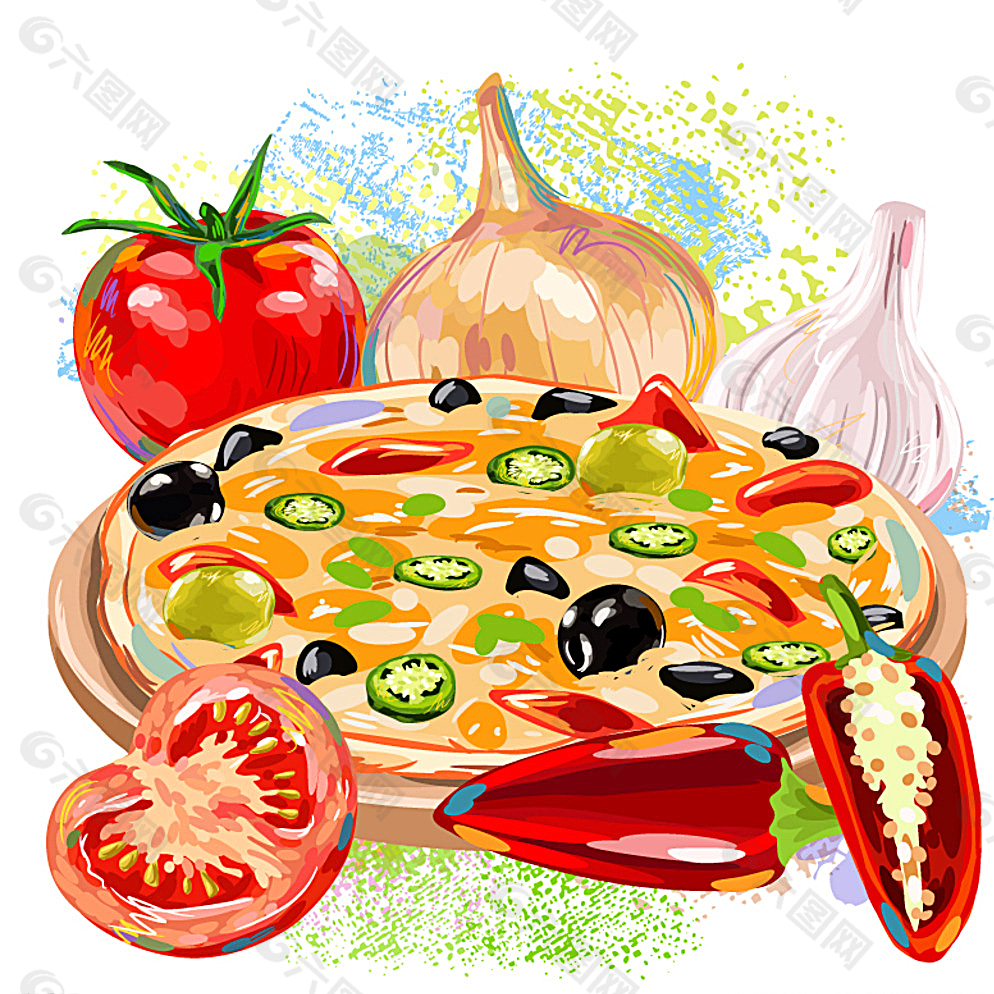 蔬菜和披萨图片