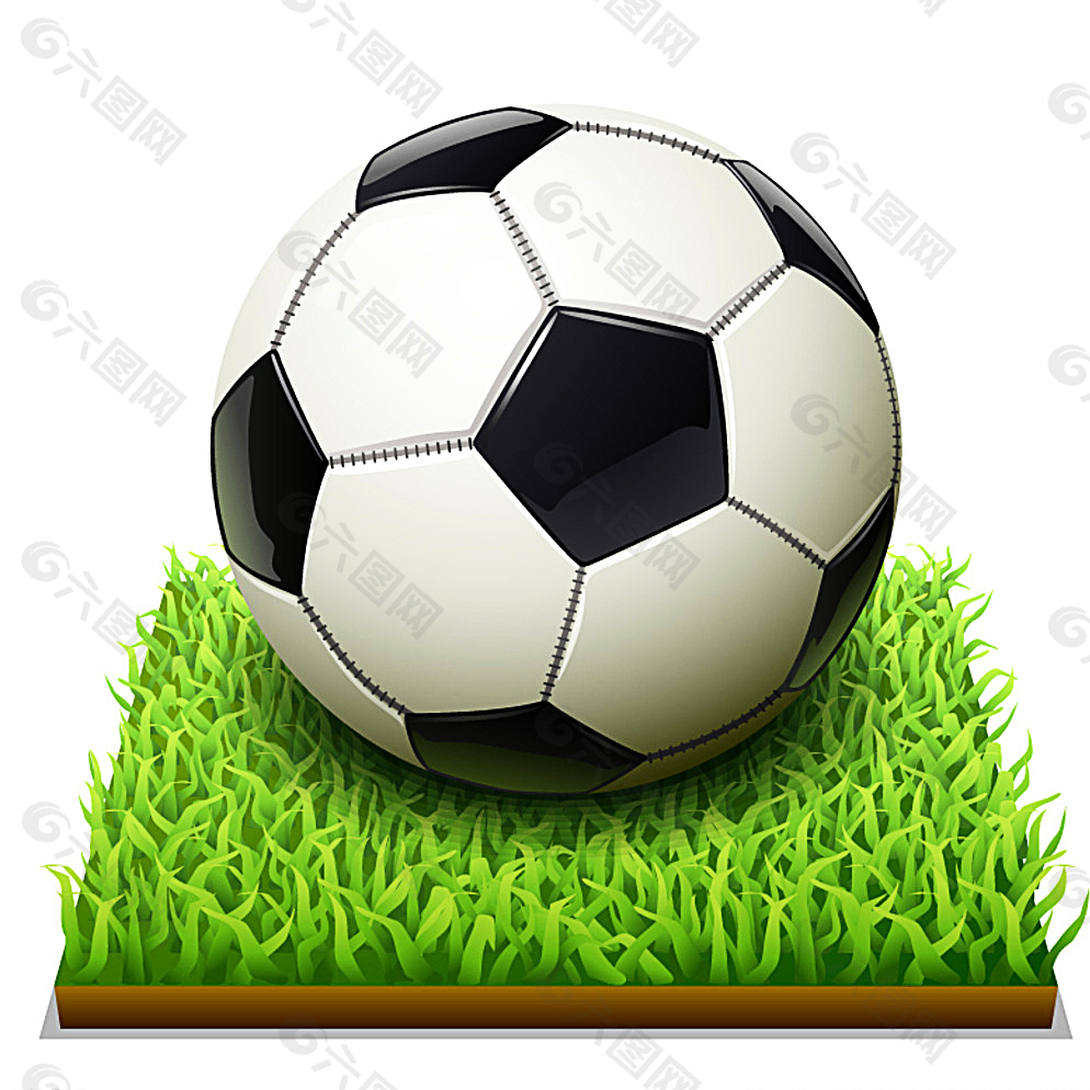 足球与绿荫地背景矢量素材图片