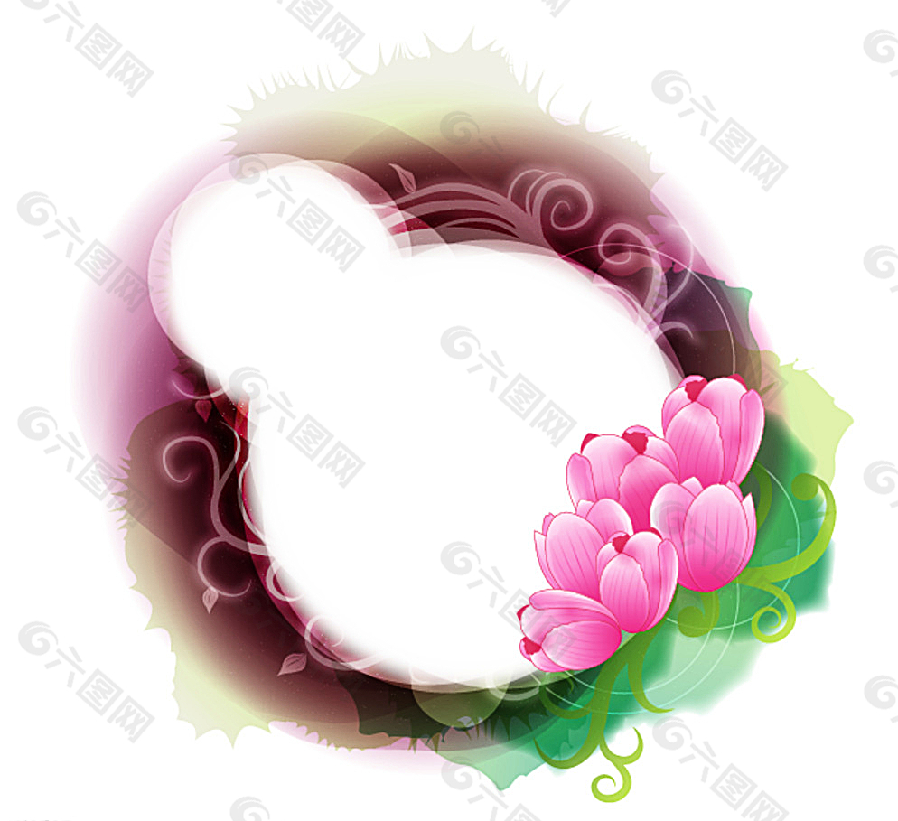 葫芦形边框 粉色花朵图片