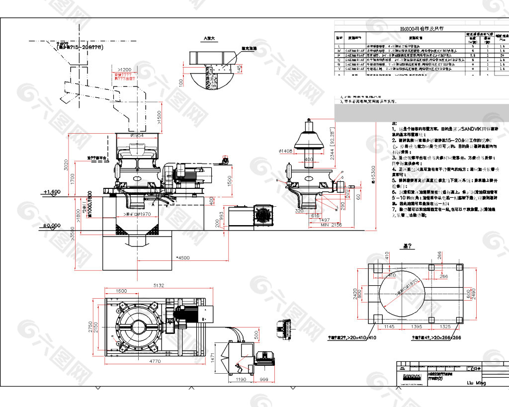 H6800破碎机图纸 设备布置图