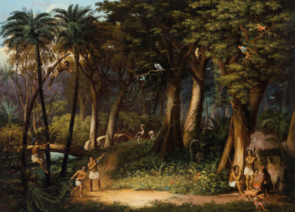 椰树风景油画