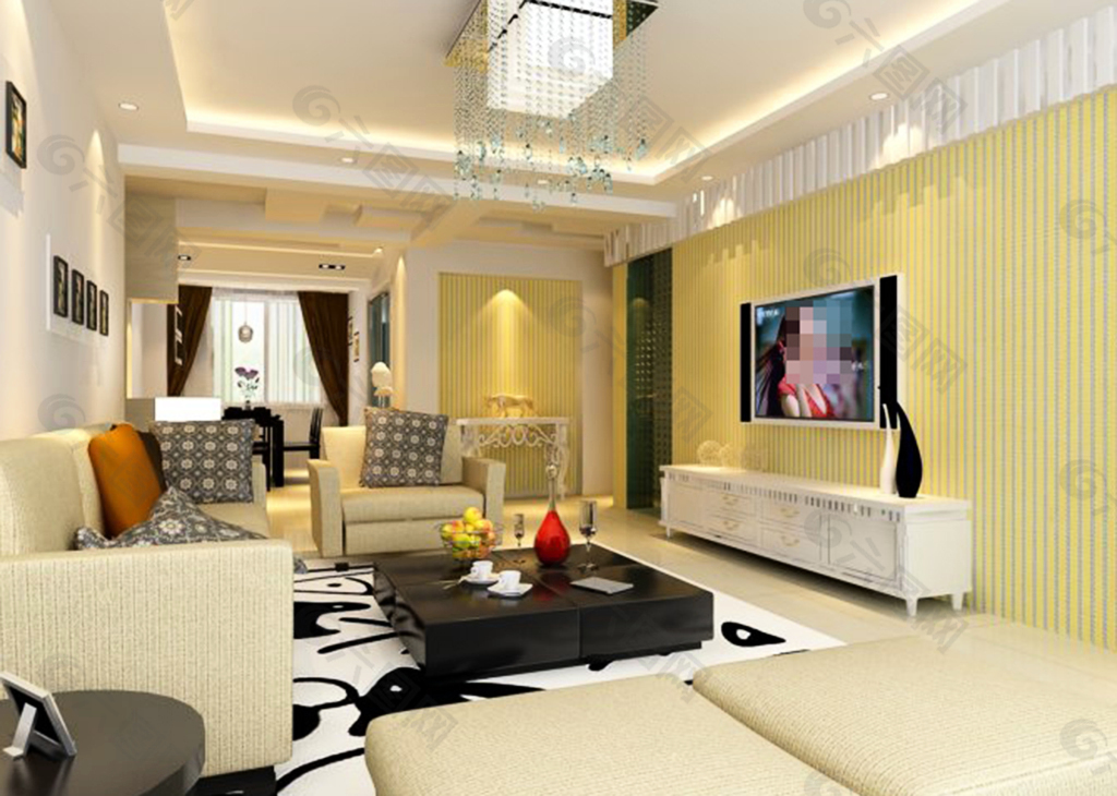 3D模型,灯具设计,沙发茶几,现代客厅(2)