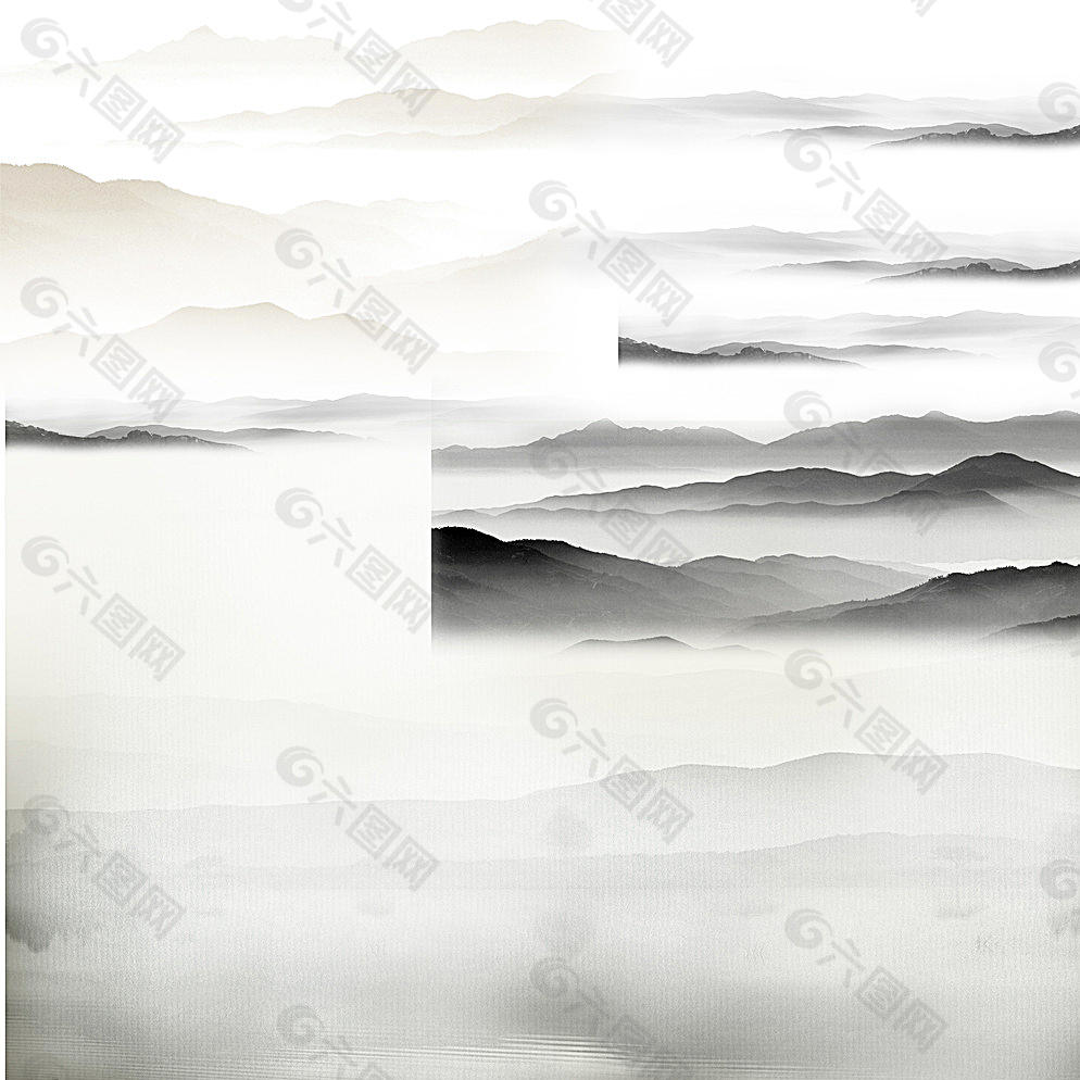 山水画元素PSD分层素材图片