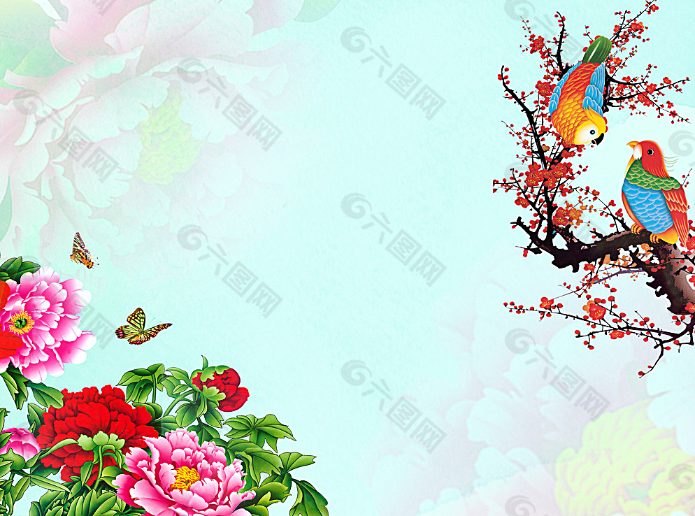 牡丹花鸟图图片