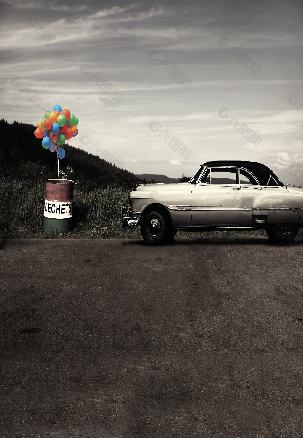 灰暗气球与车背景背景素材免费下载 图片编号 六图网
