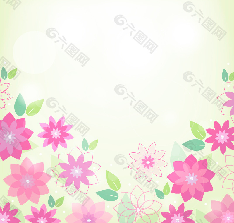 春季粉色花朵背景矢量素材