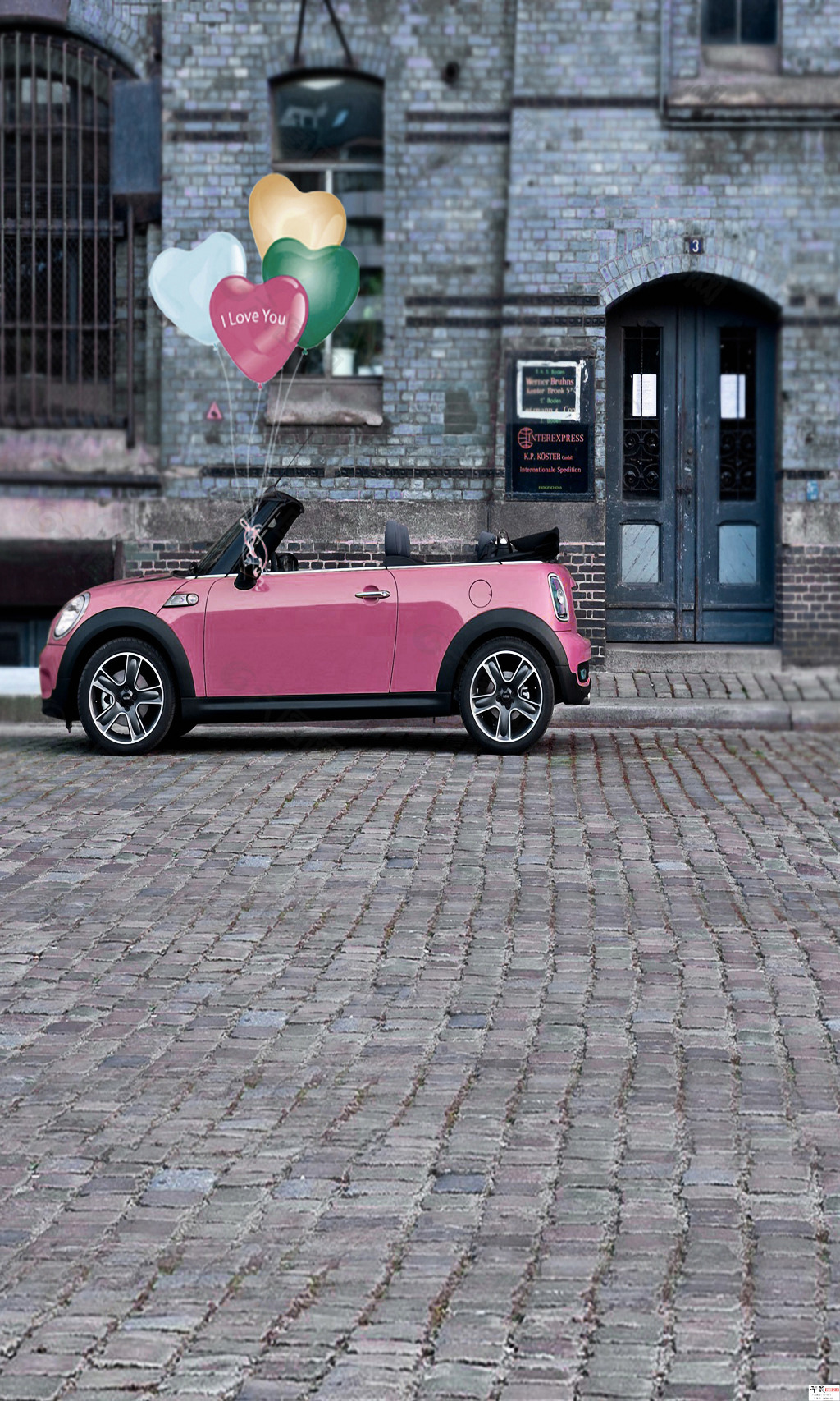 粉色小汽车高清背景图片(496)