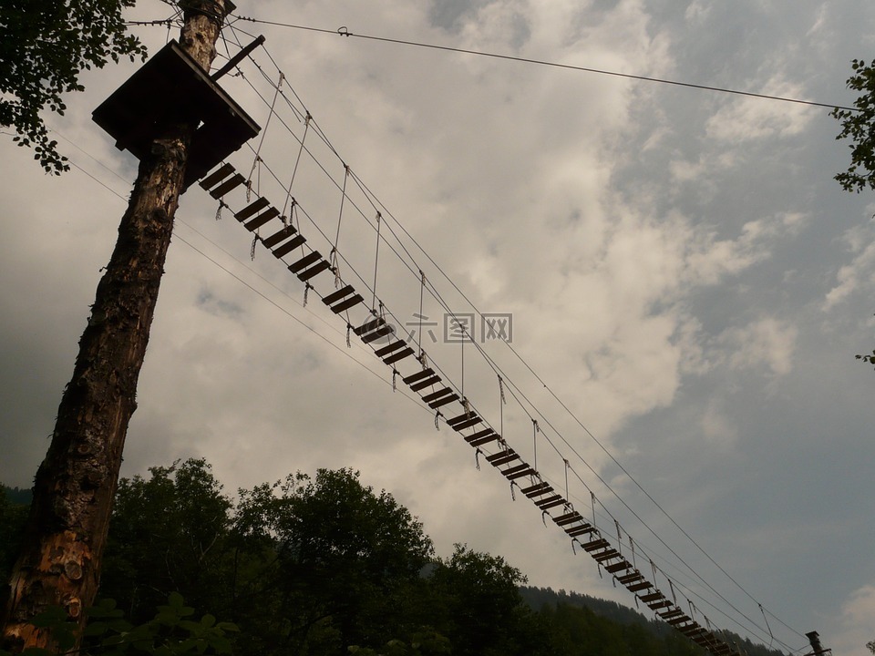 高空绳索课程,桥,风险