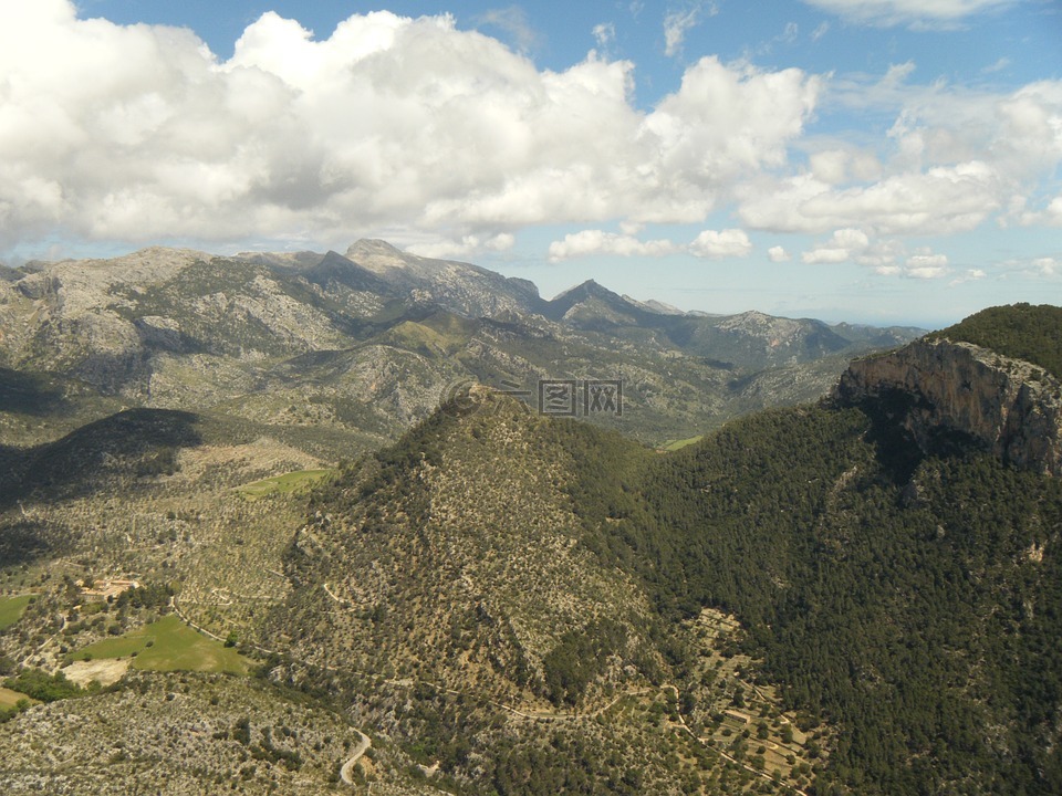 马略卡,山,树